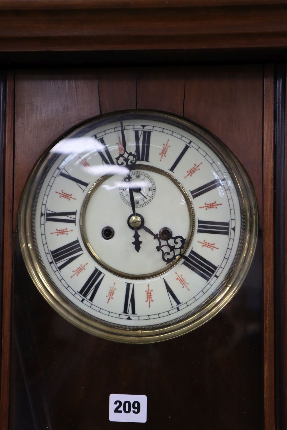 A Vienna-style regulator wall clock, height 128cm